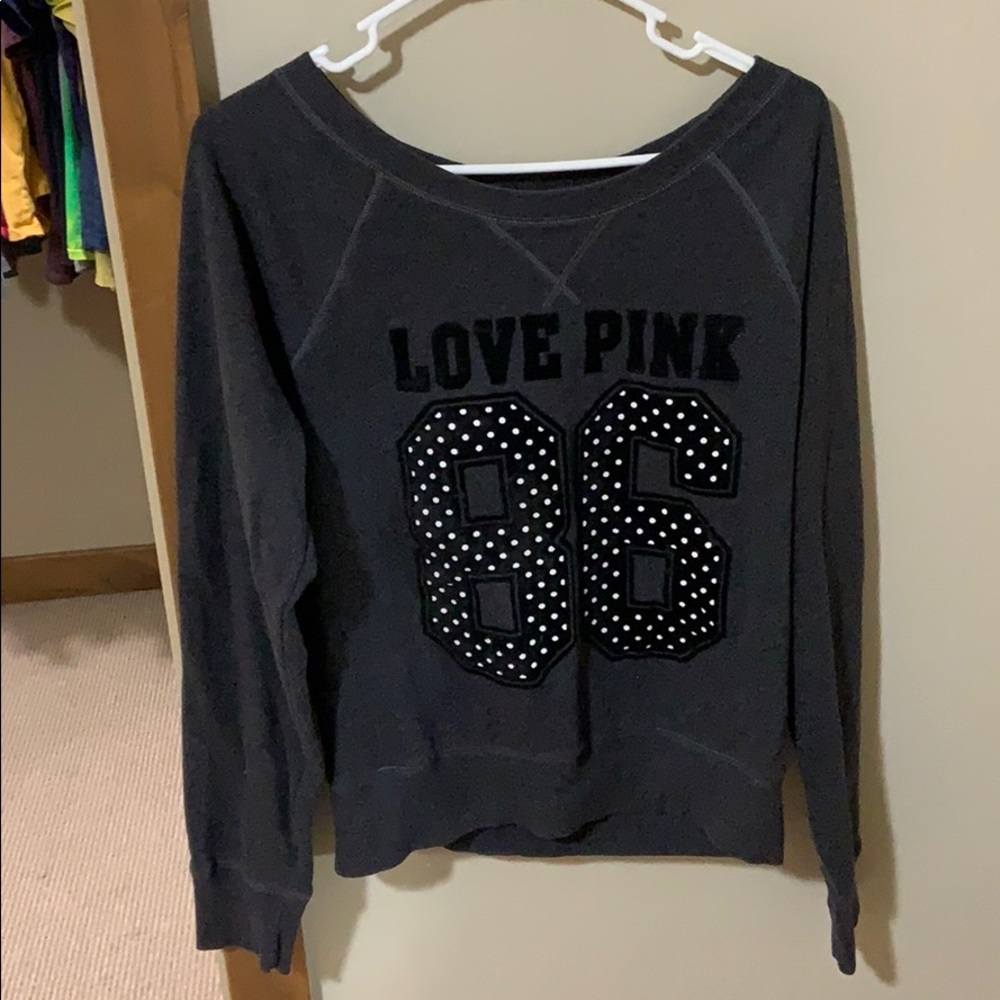 Gray love pink sweater
